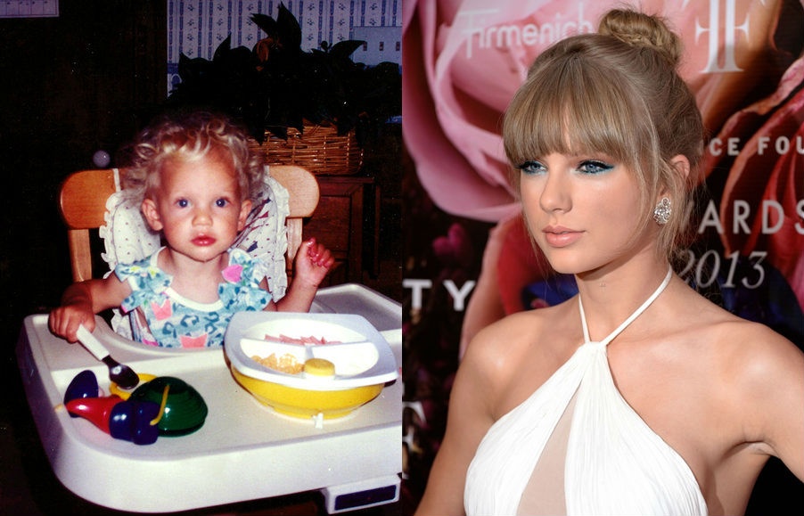 Taylor Swift lúc 18 tháng tuổi và hiện tại.