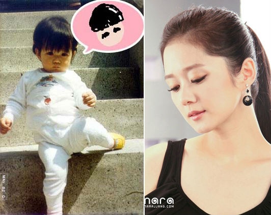 Jang Nara bụ bẫm thuở thiếu thời và nhan sắc hiện tại.