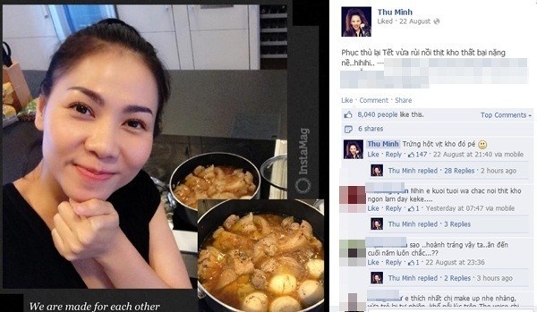 Thỉnh thoảng, Thu Minh cũng khoe thành quả của mình lên Facebook cá nhân với fan.