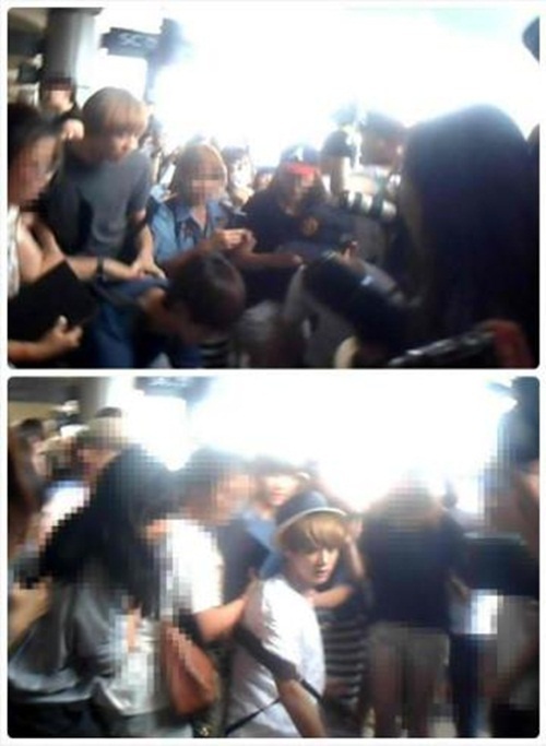 Luhan mệt mỏi sau khi bị vấp ngã tại sân bay Gimpo.