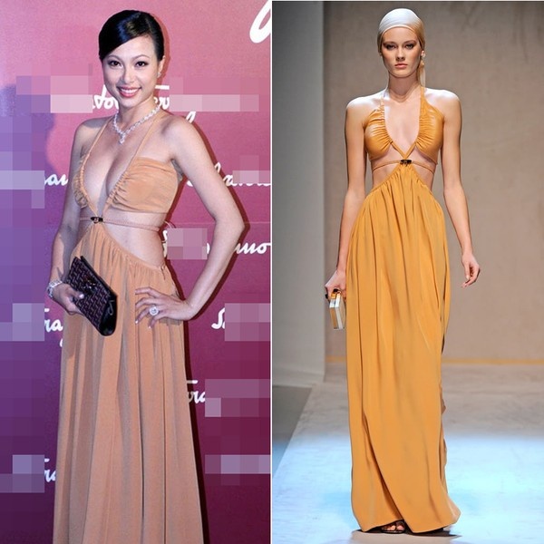 Ngô Mỹ Uyên chính là một ví dụ tiêu biểu khác cho việc vòng ngực khủng có thể biến chiếc váy hàng hiệu cao cấp trở thành món đồ phản cảm ra sao.