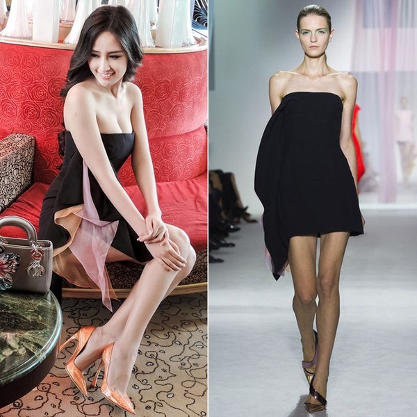 Tương tự, chiếc váy Dior này có thể nói là rất đẹp mắt vì nó giúp người mặc tôn lên sự thanh thoát, duyên dáng, sang trọng mà vẫn quyến rũ. Tuy nhiên, so với hình thể của Mai Phương Thúy, chiếc đầm này có vẻ như vẫn chưa phải là lựa chọn hoàn hảo. Nó dường như khá nhỏ so với cơ thể của Hoa hậu, đặc biệt là ở phần ngực. Bầu ngực căng đầy của Hoa hậu bị phô tới một nửa khiến Mai Phương Thúy sexy thái quá. Vẻ đẹp thanh lịch, tinh tế vốn có của chiếc váy cũng theo đó mà bị mất đi.