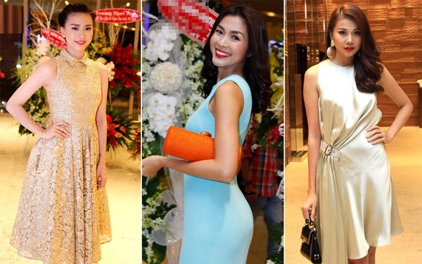 Cùng một sự kiện, các mỹ nhân đàn chị như Hà Tăng, Ngô Thanh Vân, Thanh Hằng... lại diện những trang phục đơn giản, thanh nhã nhưng không kém phần sang trọng.