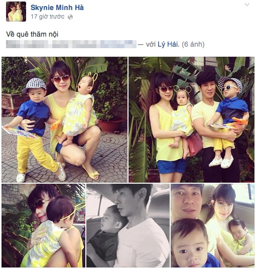 Những hình ảnh hạnh phúc của cả gia đình được người đẹp Minh Hà chia sẻ trên trang cá nhân.