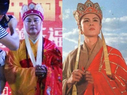 Từ Thiếu Hoa trong tạo hình Đường Tăng năm 2013 (trái) và trong Tây Du Ký 1986 (phải).