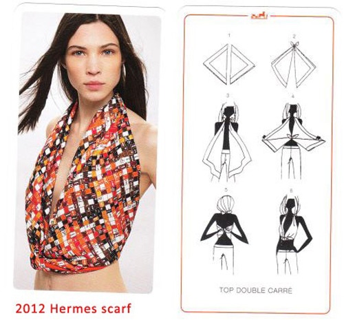 Chỉ với 2 tấm khăn lụa, bạn đã có ngay áo yếm xẻ ngực sâu rất hợp mốt.