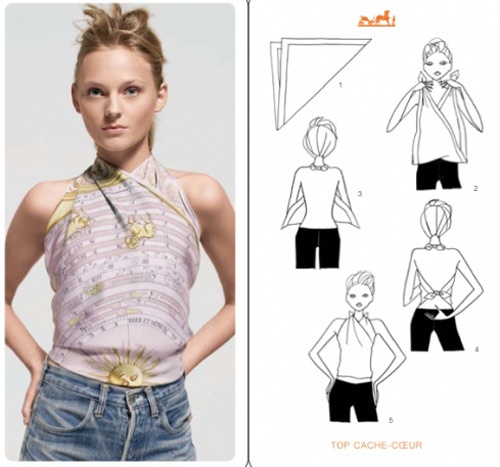 Áo yếm là dáng áo rất dễ thực hiện với một chiếc khăn lụa.