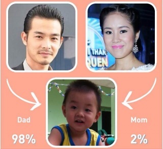 Bé Cà Pháo giống bố Quách Ngọc Ngoan tuyệt đối với 98% và chỉ giống mẹ Lê Phương 2%.