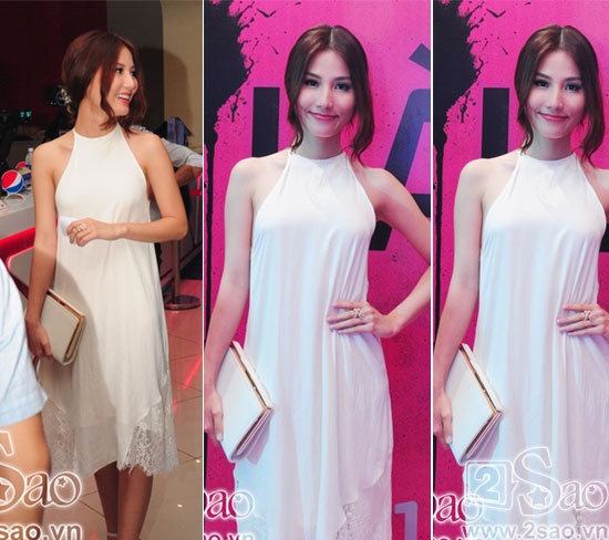 Diễm My 9X thoải mái trong chiếc váy trắng dáng suông.