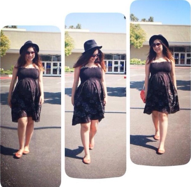 Duy Uyên hạnh phúc khoe bụng bầu trước khi sinh. 