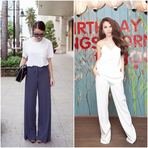 Từng làm mưa làm gió vài năm trước, chiếc quần ống rộng vẫn được chị em Song Yến giữ nhiệt.