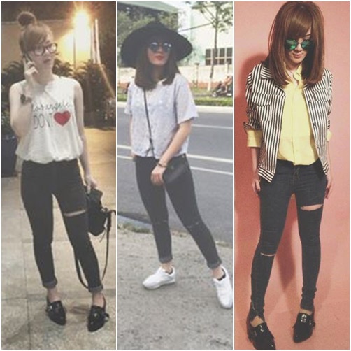 Quần skinny rách gối phủi bụi và mang đến cảm giác thoải mái khi di chuyển.