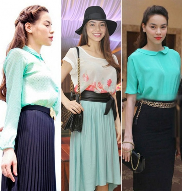 Hồ Ngọc Hà đẹp trang nhã và thanh lịch với màu xanh bạc hà.
