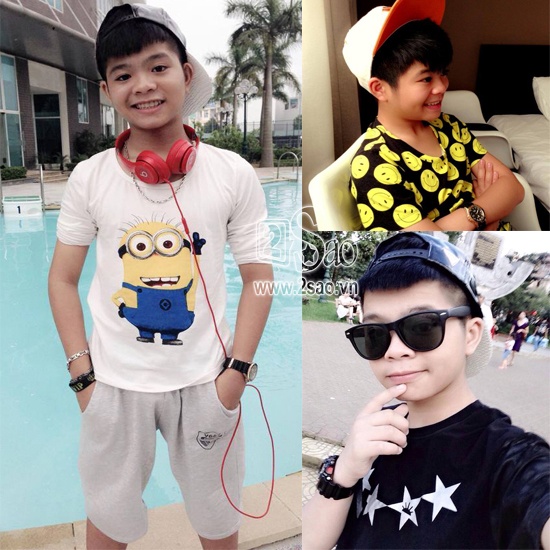 Quang Anh có cả một “siêu thị” áo phông phong cách hiphop và mũ snapback cá tính.