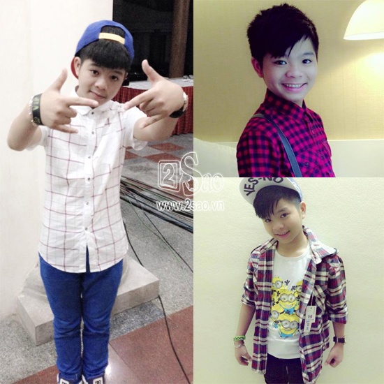 Quang Anh có rất nhiều áo sơ mi kẻ caro với màu sắc đa dạng.