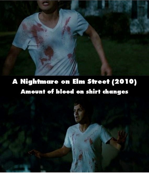 A Nightmare on elm street (2010): Số lượng máu trên áo đã thay đổi.