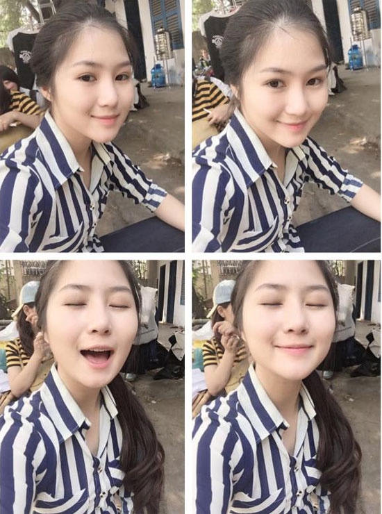 Hương Tràm giản dị khi tham gia đóng phim.