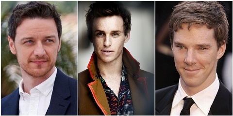 James McAvoy (trái) - diễn viên có xuất thân bình thường và Eddie Redmayne, Benedict Cumberbatch - hai diễn viên thượng lưu.