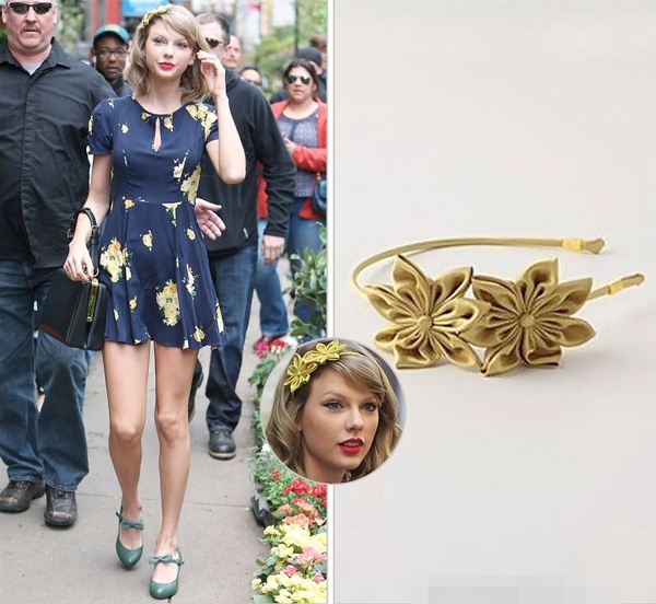 Bờm hoa màu vàng hiệu Anthropologie khiến gương mặt cô vô cùng dễ thương.