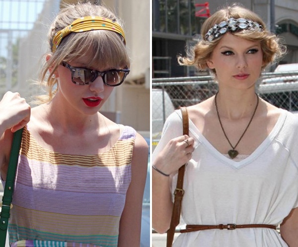 Mỗi lần ra đường, Taylor đều chọn muôn vàn phụ kiện để làm đẹp cho mái tóc.