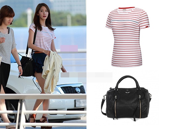 Chiếc túi da đen hiệu Zadig et Voltaire rất phù hợp với trang phục năng động, trẻ trung của Yoona.