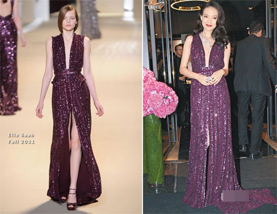 Trong buổi khai trương cửa hàng của Piaget, Thư Kỳ diện váy tím lấp lánh hiệu Elie Saa.