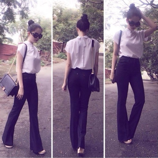 Ngọc Trinh cũng là tín đồ của thời trang quần ống loe.