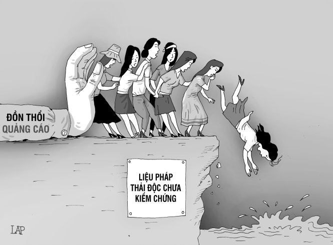 Chi em hoa mat voi quang cao thai doc co the hinh anh