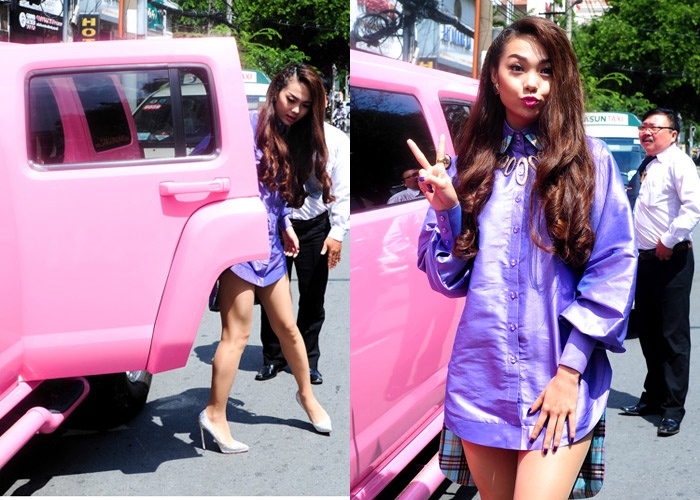 Minh Hang dien mot khong quan, xuat hien cung sieu xe hinh anh