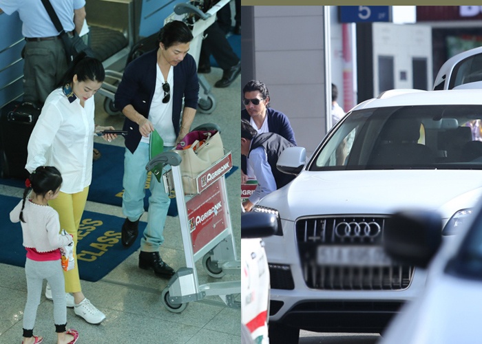 Vo chong Truong Ngoc Anh lai xe 4 ty ra san bay xuat ngoai hinh anh