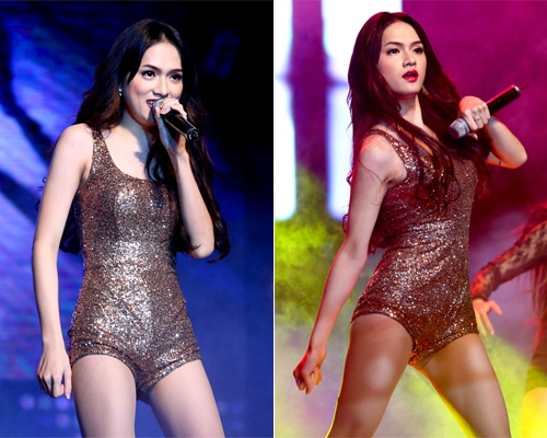 Huong Giang Idol gap su co tren san khau vi quan sieu ngan hinh anh