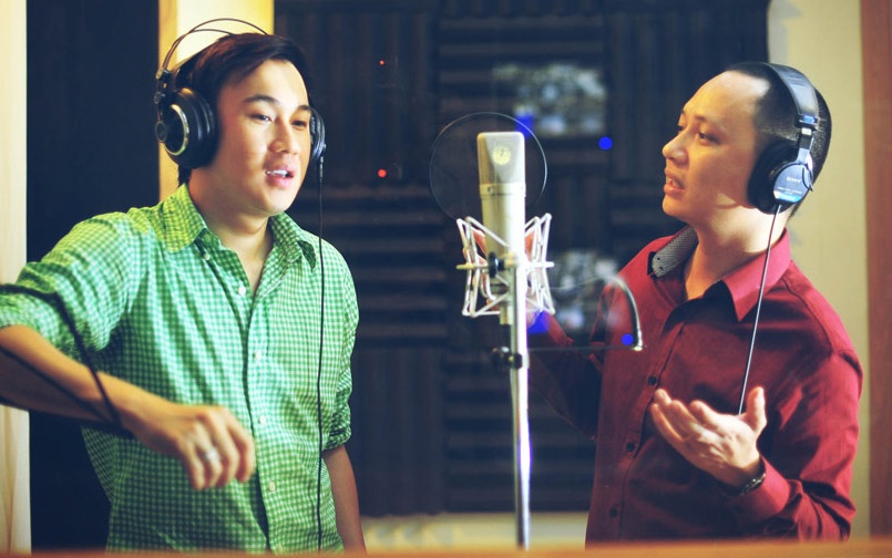 Duong Trieu Vu thuc trang dem thu am cung Nguyen Hai Phong hinh anh