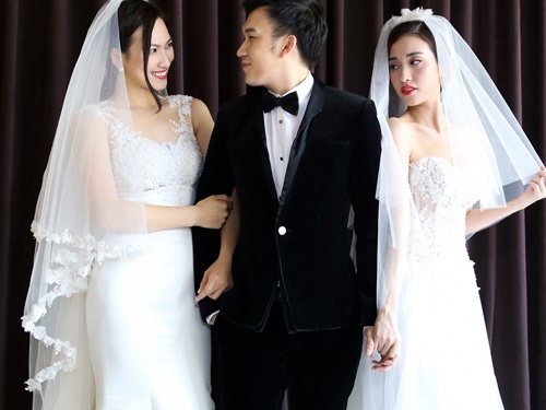 Duong Trieu Vu banh bao ben 2 co dau trong MV moi hinh anh