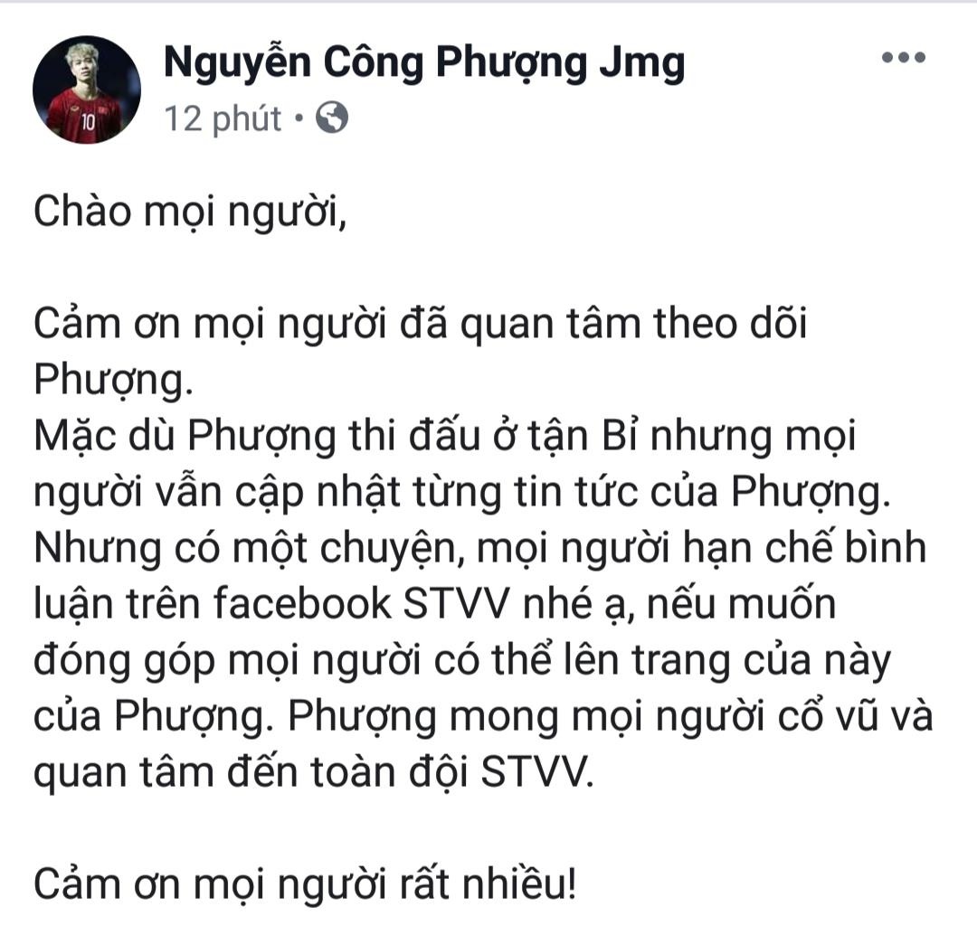 Công Phượng nhắn gửi fan ảnh 1 Cong Phuong nhan gui fan anh 1
