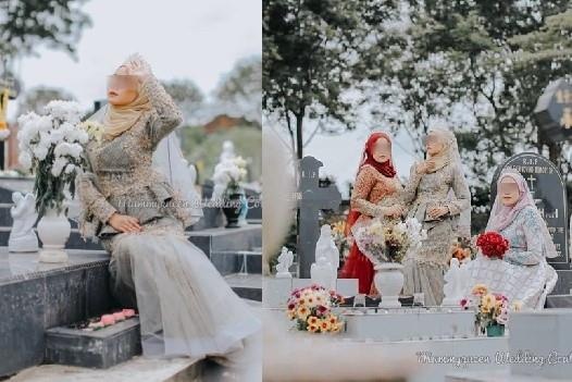 Nguoi mau vay cuoi Malaysia bi chi trich vi chup anh o nghia trang hinh anh