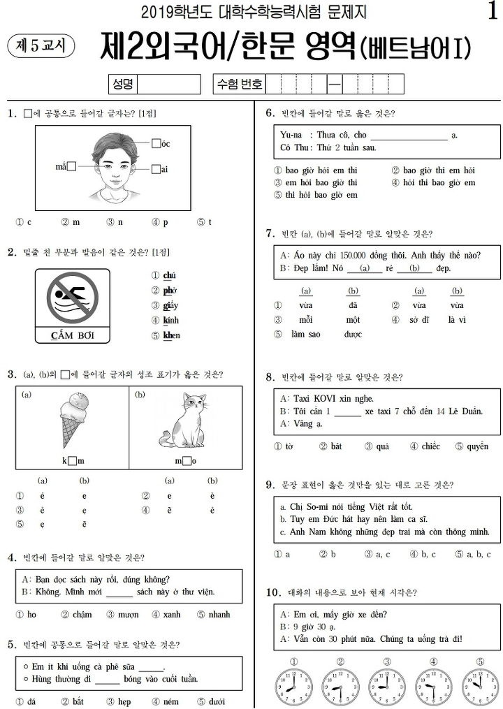 Thi đại học Hàn môn tiếng Việt ảnh 2 Thi dai hoc Han mon tieng Viet anh 2