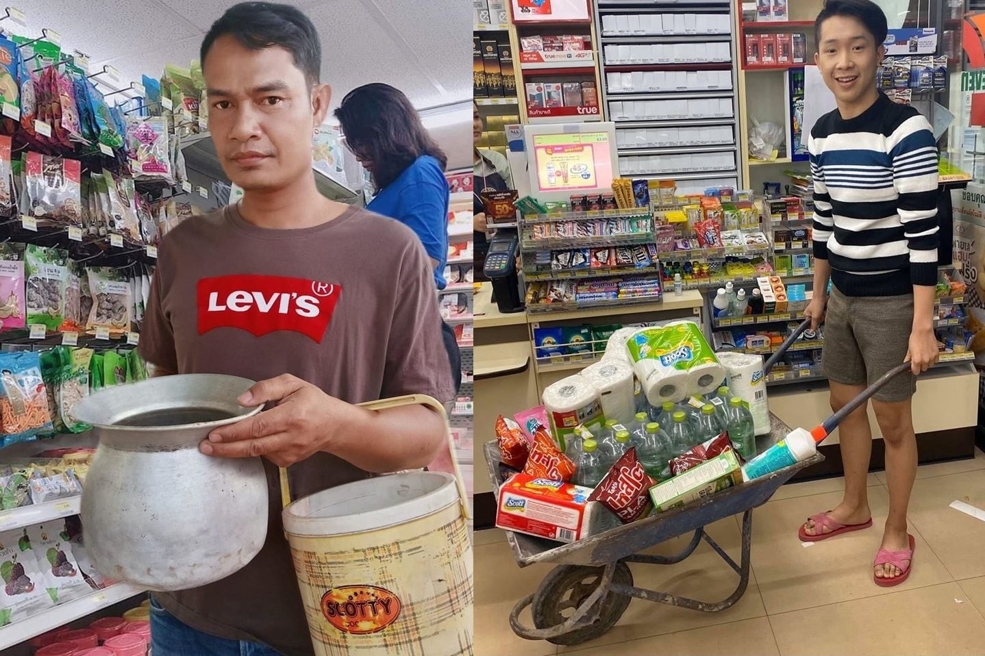 Mang vali, chau, xe keo di mua hang vi tui nylon bi cam o Thai Lan hinh anh