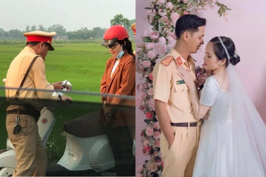 Co gai cuoi anh canh sat giao thong sau mot lan bi bat loi vi pham hinh anh