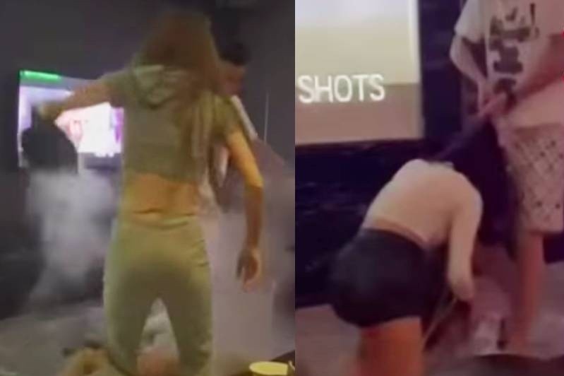 Co gai bi danh dap da man trong phong karaoke o Dai Loan hinh anh