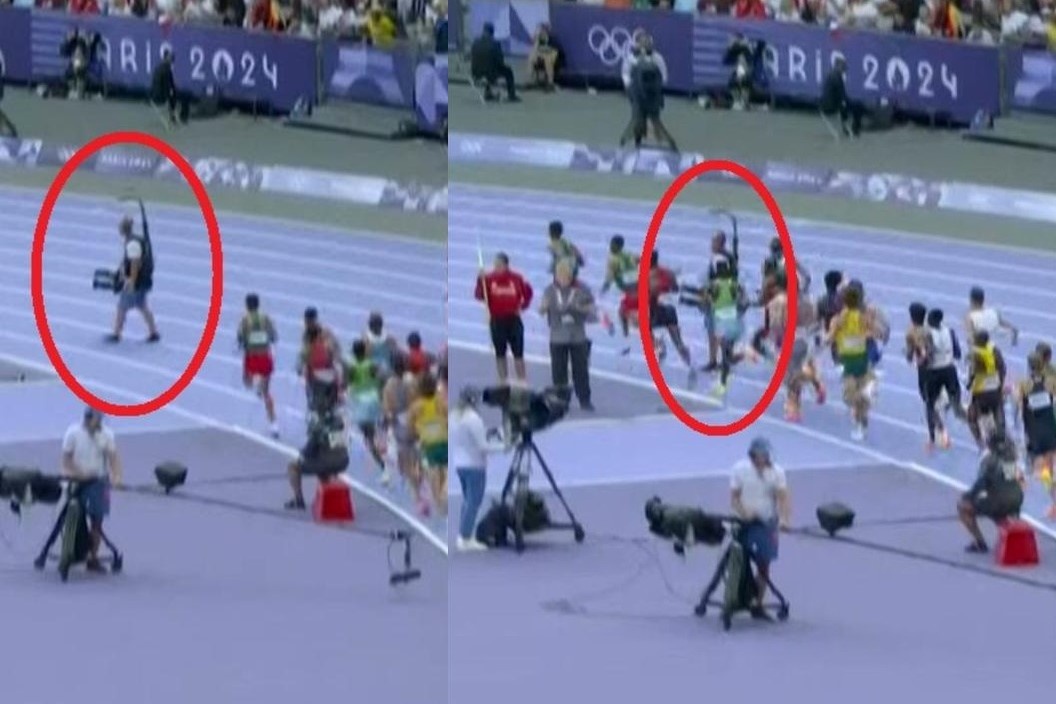 Cameraman 'hon nhien' di vao duong chay gay bat binh tai Olympic Paris hinh anh