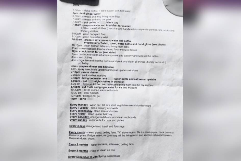 Lich lam viec 15 tieng/ngay cua nu giup viec Singapore gay soc hinh anh