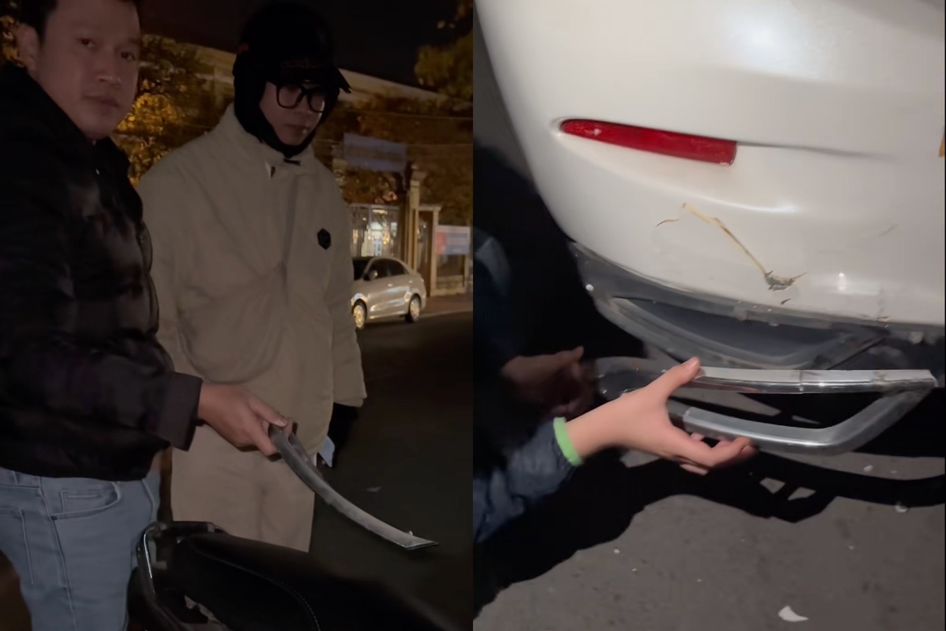 Tong vo duoi oto trong dem, shipper doi bang duoc chu xe de xin den bu hinh anh