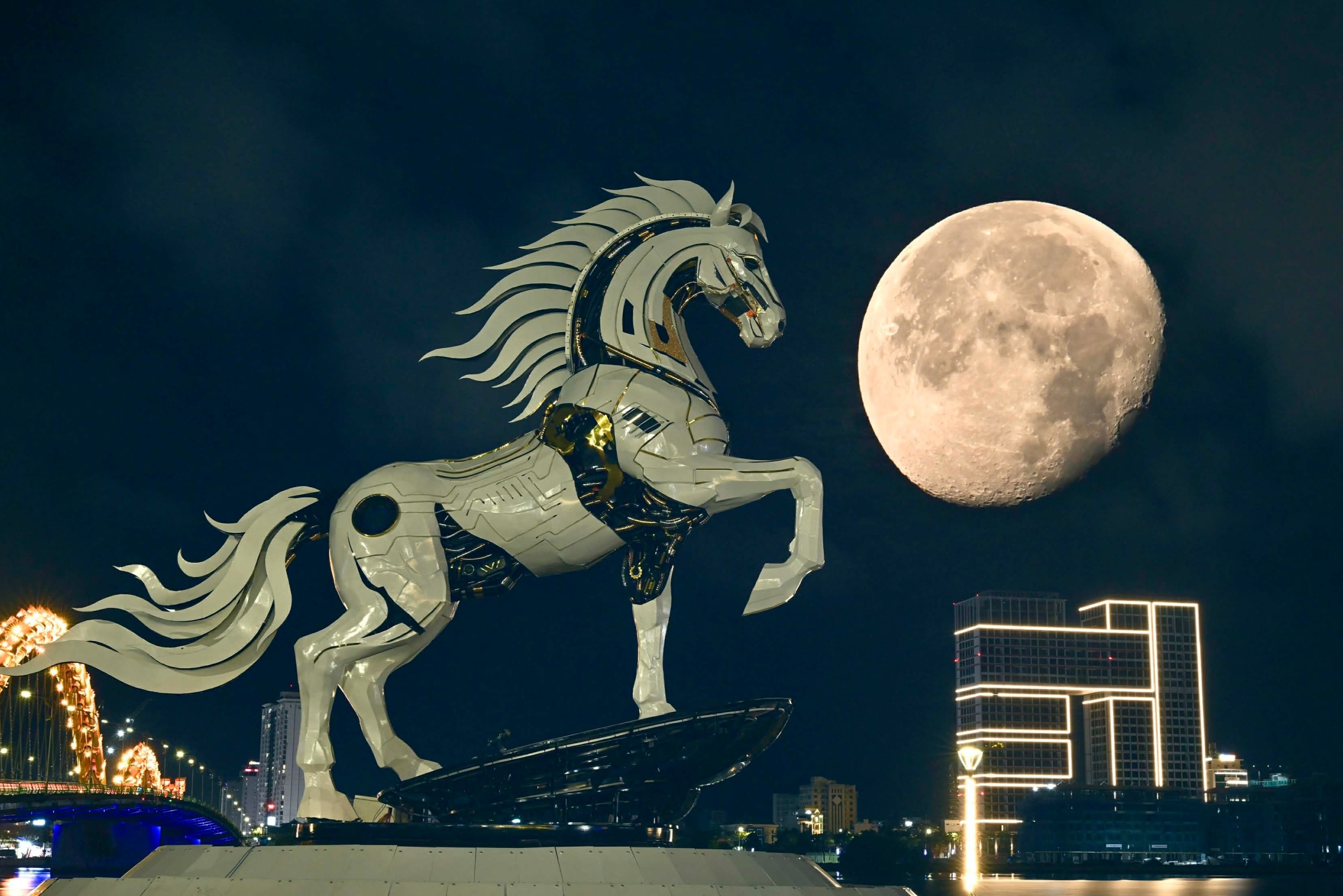 Can canh 2 linh vat ngua duoc goi la 'trum cuoi' o Da Nang hinh anh