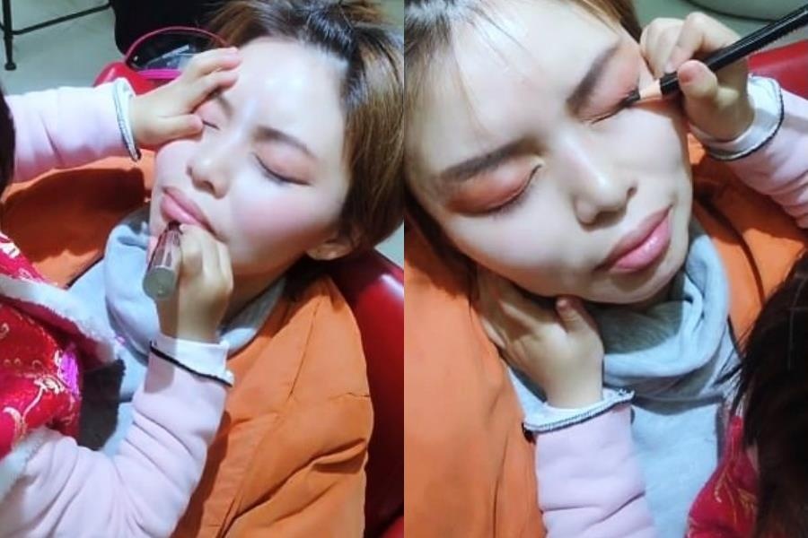 Be gai 3 tuoi noi tieng voi tai nang trang diem chuyen nghiep hinh anh