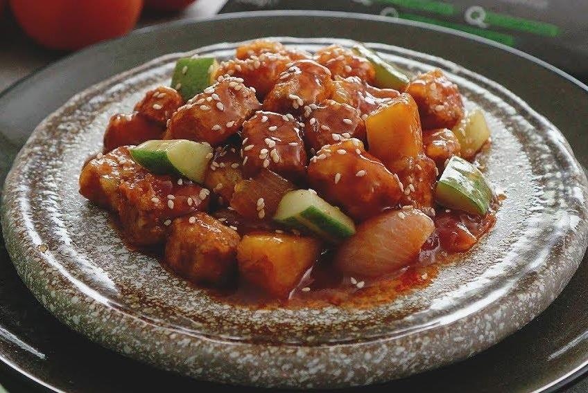 Bo sung thuc don chay voi dau gia thit sot chua ngot hinh anh