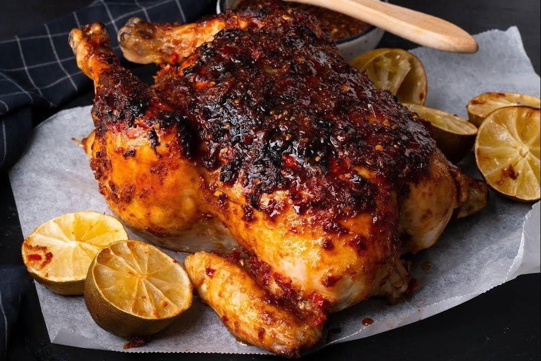 Nuong ga nguyen con voi xi dau, toi ot hinh anh