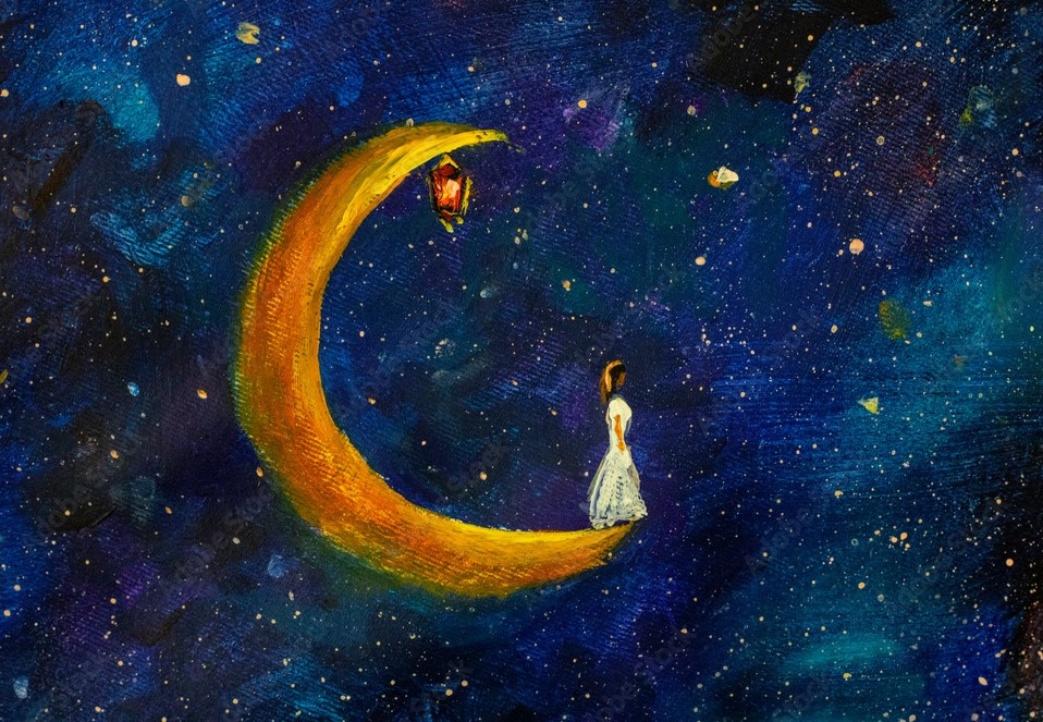 Nguoi dan ba doi buoc qua vu tru hinh anh