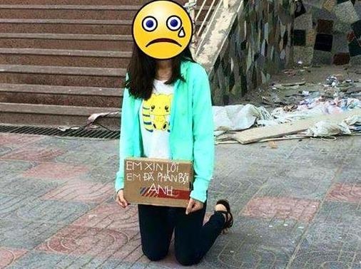 Nu sinh Nong nghiep quy goi xin loi vi phan boi nguoi yeu hinh anh