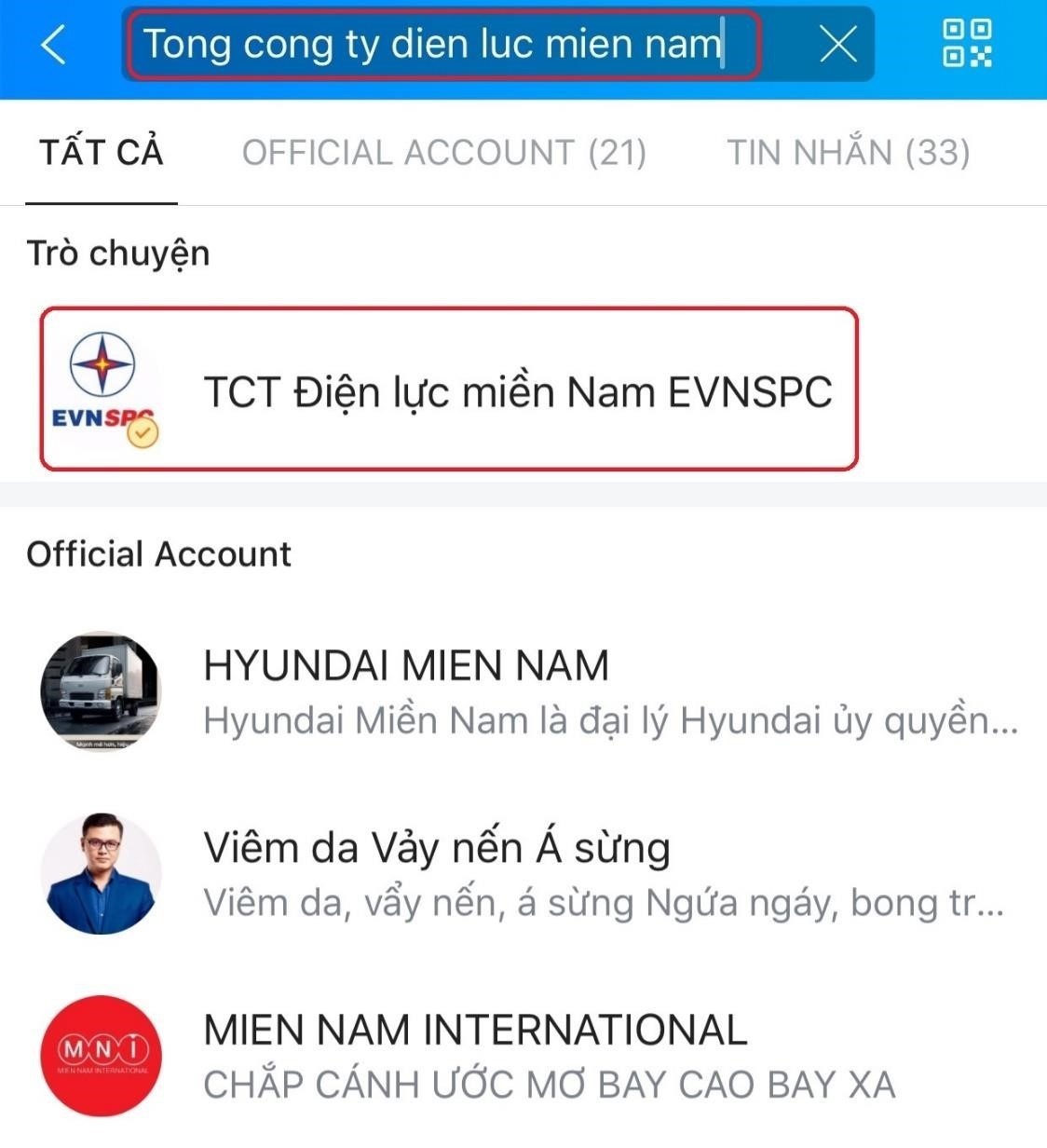 Tra tien dien qua Zalo anh 1