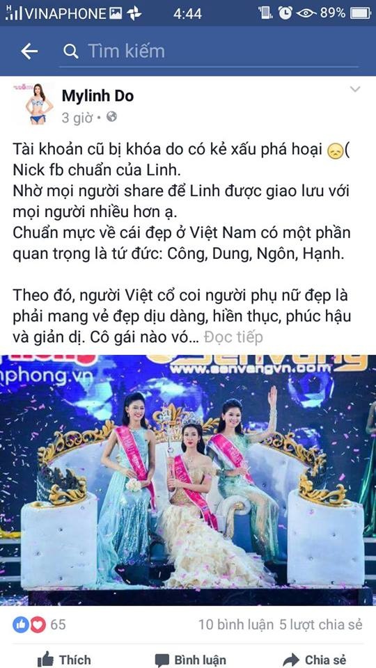 xuất hiện Facebook giả mạo tân hoa hậu ảnh 2 xuat hien Facebook gia mao tan hoa hau anh 2